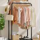 Sakugi Clothes Rack - Clothing Rack with Storage Mesh Shelf & Casters, Heavy-Duty Metal Clothing Rack for Hanging Clothes, Dresses, Coats, Large Load Capacity, Easy Assembly, Black, 28.0"x16.0"x59.0"