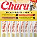 INABA Churu Cat Treats, Grain-Free, Lickable, Squeezable Creamy Pure Cat Treat/Topper with Vitamin E & Taurine, 0.5 Ounces Each Tube, 20 Tubes, Chicken & Beef Variety Box (EXP 03/11/26)