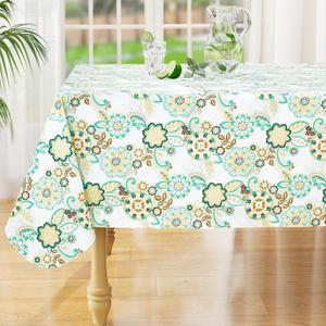misaya Rectangle Waterproof Vinyl Table Cloth, Wipeable Tablecloth with Flannel Backing, Plastic Table Cover for Dinner, Picnic, Indoor and Outdoor (Paisley Flower, 54" x 78")