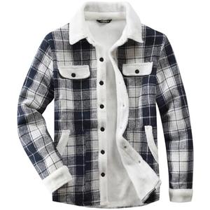 Fozexi Women's Sherpa Lined Jackets Sherpa Turn-Down Collar Warm Winter Fleece Flannel Jacket for Women Trendy, Blue, Size: L