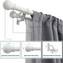 Matte White Double Curtain Rods 72-144 Inch,1Front and 5/8Back Double Drapery Rod with Small Round Ball and Aluminum Brackets, Adjustable Dual Window Rod for Sheer/Blackout Curtains