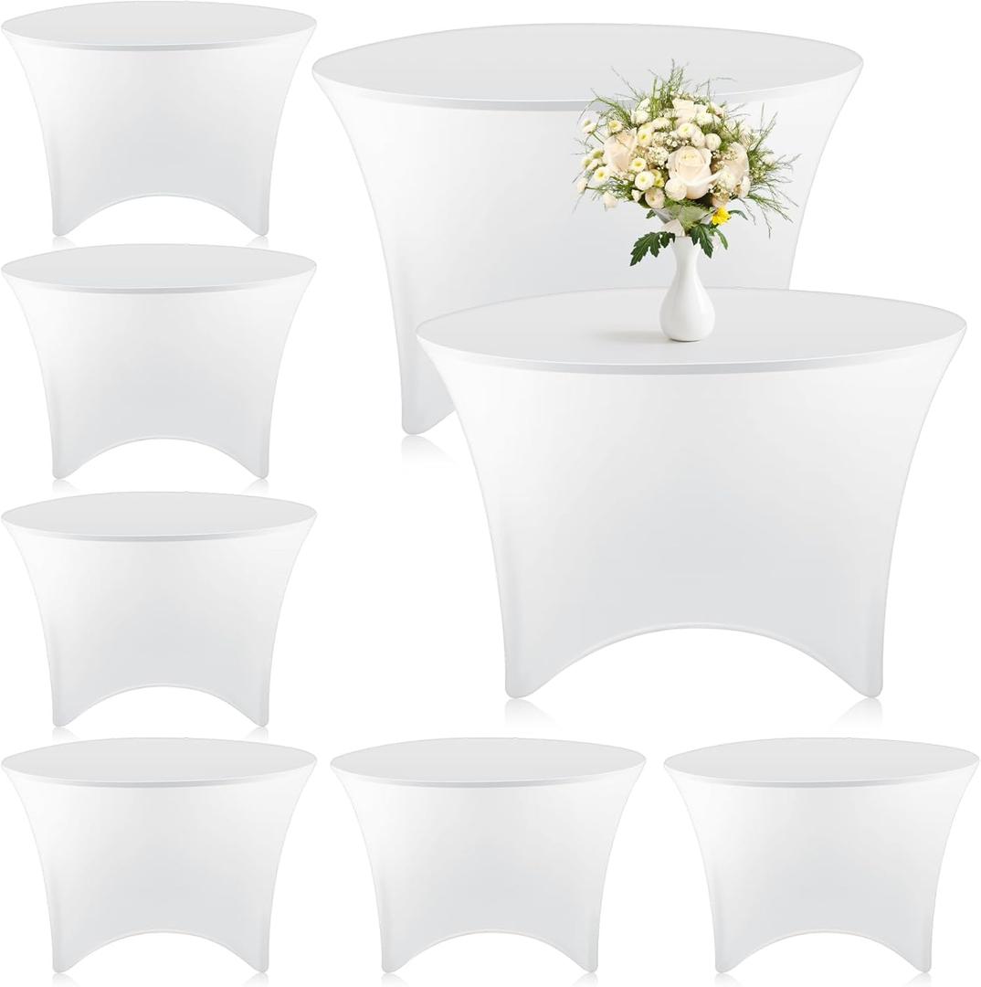Preboun 8 Pack 48 Inch/ 4 FT Spandex Round Tablecloth Fitted Stretch Tablecloth Elastic Table Cover for Wedding Party Restaurant Banquet Cocktail and Halloween (White) Preboun 8 Pack 48 Inch/ 4 FT Spandex Round Tablecloth Fitted Stretch Tablecloth Elastic Table Cover for Wedding Party Restaurant Banquet Cocktail and Halloween (White)