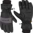 Carhartt Men's Waterproof Insulated Knit Cuff Glove (Medium, Black/Grey)