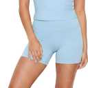 SUUKSESS Women 2 Piece Workout Sets High Waisted Tummy Control Biker Shorts Halter Padded Tank Tops. S Size