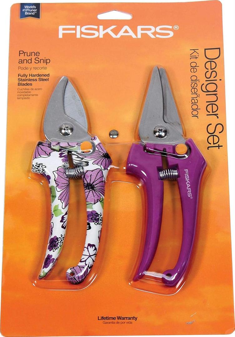 Fiskars Bypass Pruner and Snip Designer Set 2 piece