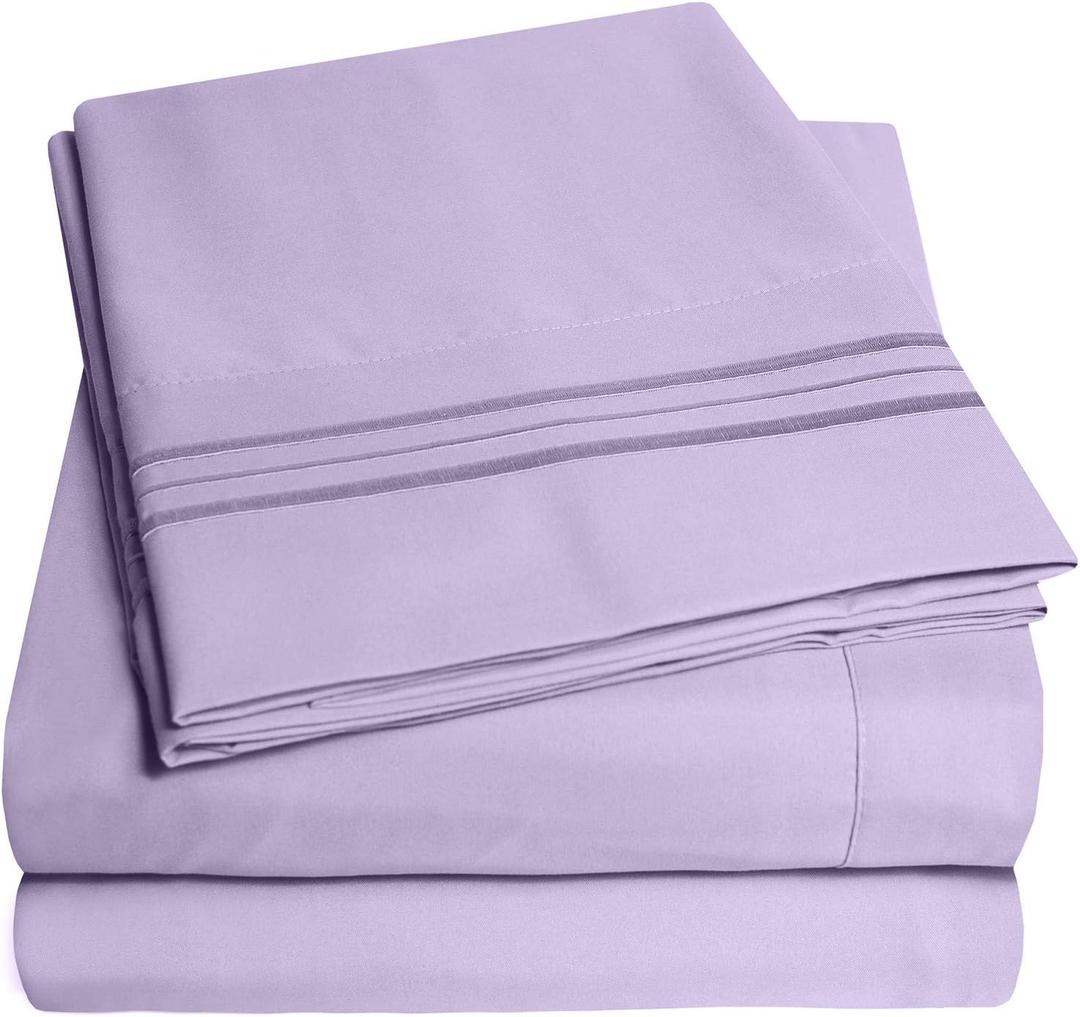 1500 Supreme Collection King Sheet Sets Lavender - Luxury Hotel Bed Sheets and Pillowcase Set for King Mattress - Extra Soft, Elastic Corner Straps, Deep Pocket Sheets, King Lavender