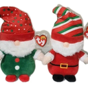 TY Beanie Boo Regular 15 cm Gnolan Gnome Green Xmas 2023 and TY Beanie Boo GNEWMAN - Christmas Gnome with Hat - 6"
