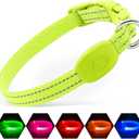 illumifun LED Dog Collar for Puppy, USB Rechargeable Light Up Collar, Lightweight Nylon Glowing Dog Collar for Your Small Pups& Cats (Green, X-Small)