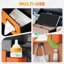 3-in-1 Car Backseat Organizer with Cup Holder, Tissue Box, Trash Bin & Hooks, Car Organizers and Storage Box Behind Seat, for Hold Phones, Snacks, Drinks, and Handbags (Black)