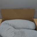 Momcozy Pregnancy Pillows for Side Sleeping, J Shaped Maternity Body Pillow for Pregnancy, Soft Pregnancy Pillow with Jersey Cover for Head Neck Belly Support, Grey