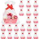Kosiz 54 Pcs Valentines Day Baskets Gifts Empty Includes 18 Pack Valentines Empty Market Tray Cardboard Basket Clear Cellophane Bags Gift Tags Pull Bows for Holiday Birthday Party Supplies