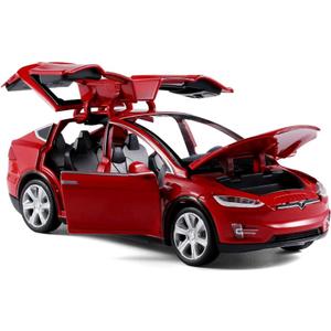 1/32 Model x Metal Die Casting Toy Car for 3 to 12 Year Old Boy Pull Back Car Toy with Sound and Lights (Red) (Small)