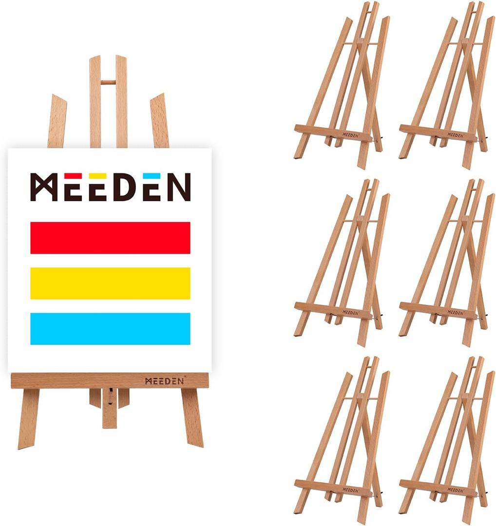 MEEDEN 6 Pack 20 Inch Art Beech Wooden Tabletop Easel for Sign Painting - Small Canvas Stand for Kids Adults, 20in-6pcs