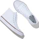 Iarus High Top Sneakers for Women White Canvas Comfortable Shoes for Women Walking Casual Sneakers Tennis Shoes
