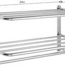 Towel Rack for Bathroom, DEWVIE 24 Inch Tower Holder with Tower Bars, SUS 304 Stainless Steel Lavatory Bath Towel Shelf Towel Hanger Wall Mount, 3-Tier (Brushed Nickel)