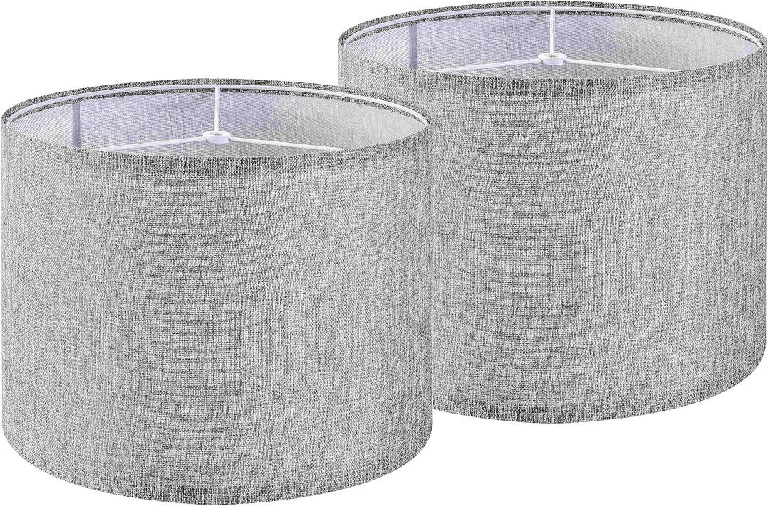 Gray Drum Lamp Shades Set of 2 Medium 13" Top x 13" Bottom x 10" High (Spider) Traditional Lampshades for Table Lamp & Bedside Lamp - Assembly Required - Modern Lamp Shade By GO&SO (Grey) Gray Drum Lamp Shades Set of 2 Medium 13" Top x 13" Bottom x 10" High (Spider) Traditional Lampshades for Table Lamp & Bedside Lamp - Assembly Required - Modern Lamp Shade By GO&SO (Grey)