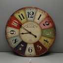 24 Inch Vintage Wall Clocks French Style Retro Wall Clock Large Farmhouse Clocks Retro Colorful Wall Clock Decorative Battery Operated Silent Scan Non-Ticking for Home Living Room Bedroom