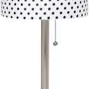 Simple Designs LT1076-BND Tapered Fabric Drum Shade Table Lamp, Brushed Nickel and Polka Dot