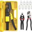 8 Tons Hydraulic Crimping Tool with Cable Cutters & Wire Cutters, 12 to 2/0 AWG Battery Cable Crimper, Cable Crimper Tool with 9 Dies for Wire Rope, Battery Cable Ends Ring Terminals