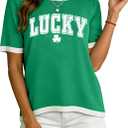 St Patricks Day Shirts for Women: Lucky Irish Shamrock Graphic T Shirt St Paddys Day Tee Tops (XX-Large, Green3)
