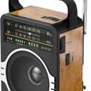 Portable AM FM Radio, Bluetooth 5.0 Radios 5 Watts Loud Speaker,FM Radio Built-in Rechargeable Battery/DC D*4 Cell Battery Operated & AC Power Plug in Wall Retro