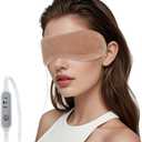 Heated Eye Mask, Graphene USB Warm Compress for Dry Eyes, Blepharitis, Stye and MGD Relief, 3 Temperature Levels with Washable Cover, Adjustable Strap (Brown)