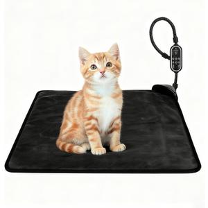 Pet Heating Pad for Cats & Dogs,Safe Electric Cat Warming Pad with Chew Resistant Cord,Automatic Induction Heated Cat Bed,Adjustable Temperature & Time(17.7" x 17.7") (dark grey)