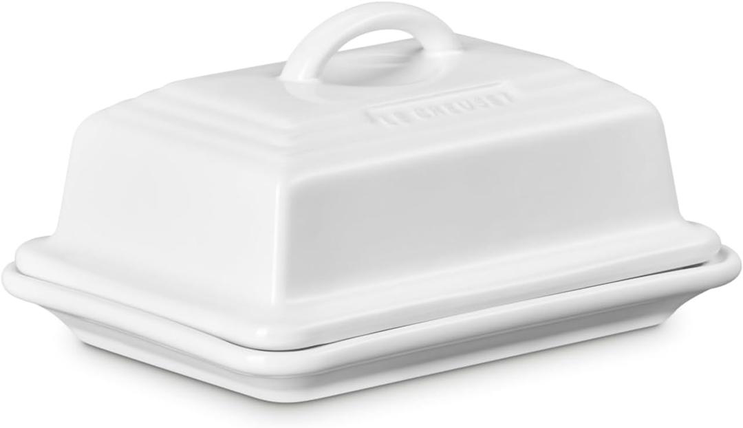 Le Creuset Stoneware European Butter Dish, White