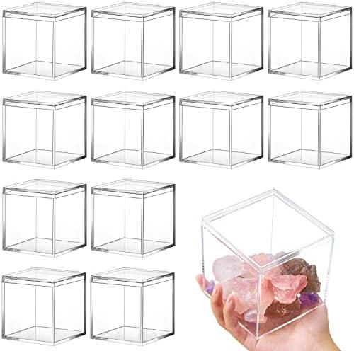 Juexica 11 Pcs Clear Acrylic Box with Lid Plastic Small Acrylic Boxes Decorative Storage Box Jewelry Display Mini Clear Container for Home Candy Pill Tiny Jewelry(Square,4.7 x 4.7 x 4.7)