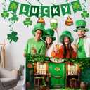 St Patricks Day Banner Decor, Large Saint Patricks Day Shamrock Photography Backdrop, Hanging Irish Decor for Home Wall Indoor Outdoor Decor Party Supplies
