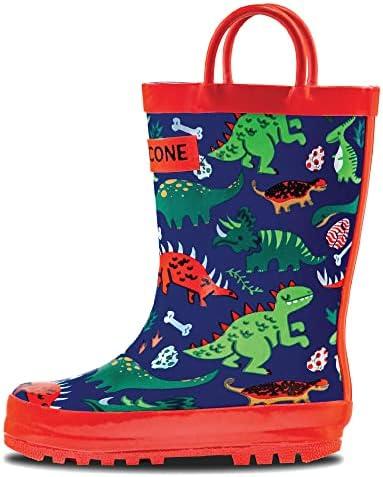 Lone Cone Kids Rain Boots for Girls & Boys – Waterproof Natural Rubber Toddler Rain Boots with Non-Slip Outsole & Easy Pull Handles – Solid, Pattern & Glitter Designs Size 4