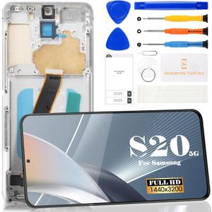 Incell for Samsung S20 5g Screen Replacement for Samsung Galaxy S20 5g LCD Digitizer Repair Kits for Samsung SM-G981 Touch Screen Display Assembly Replacement with Frame (Silver)