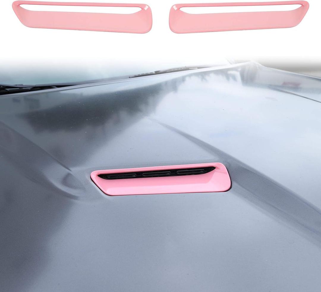 Voodonala Hood Scoop Hood Vent Air Intake Hood Air Conditioner Air Intake Outlet Trim Fit for 2015-2026+ Dodge Challenger Exterior Accessories,ABS Pink 2pcs