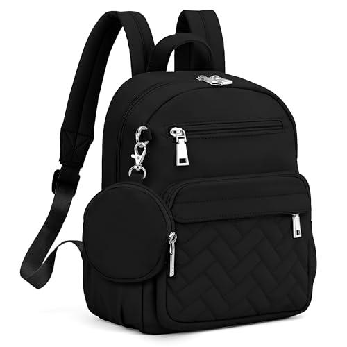 SYTRAH Mini Backpack for Women Small Backpack Purse, Anti Theft Backpack Waterproof Lightweight Puffer Back packs for Travel, Work with Coin Purse Black