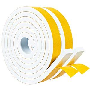 Yotache White Foam Strips Tape with Adhesive 2 Rolls 1" x3/8", High Density Foam Tape Furniture Protective, Weatherstrips, Anticollision, Total 13 Feet Long (2 X 6.5 Ft Each)