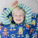 Wildkin Kids Microfiber Nap Mat Soft Sleep Mat with Pillow, Ideal for School & Travel - Robots