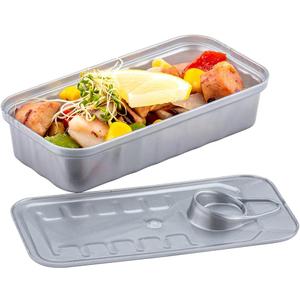 Restaurantware 2 oz Rectangle Silver Plastic Tin Can - with Lid - 4" x 2" x 1" - 19 count box