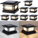Dynaming 4x4 Solar Post Cap Lights Outdoor with 2 Color Modes, Fence Post Solar Lights Black Shell Fit for Vinyl/Wooden Posts, High Brightness SMD LED Lighting Decor for Garden Deck Patio, 8 Pack