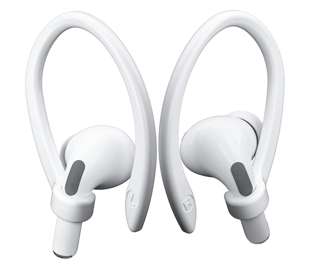 2 Pairs AirPods Ear Hooks for AirPods Pro 2, Pro, 4, 3, 2 & 1 - Upgraded Anti Slip Sports Clip Hooks - White