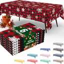 misaya 6 Packs Christmas Buffalo Disposable Table Cloth, 54 x 108 Inch Waterproof Plastic Tablecloth, Rectangle Black Red and White Checkered Table Covers for Picnic, Birthday, Party