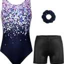 MODAFANS Gymnastics Leotards for Girls Sparkly Dance Unitards Biketards Black Activewear for Girls 2XL 12-13Y(Colorful Glitters Set)