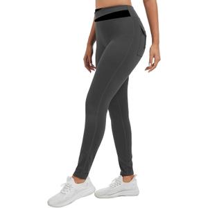 Gym People Workout Leggings for Women No Front Seam High Waisted with Pockets Print Tummy Control Yoga Activewear (Gray, M)