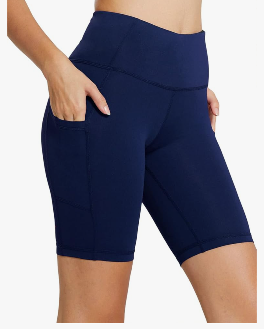 baleaf Women's  Biker Shorts High Waist Yoga Workout Gym Running Volleyball Spandex Shorts with Pockets Medium