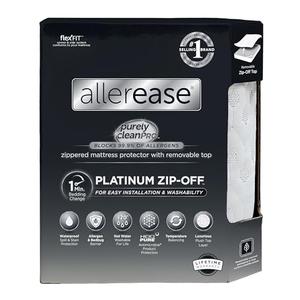 AllerEase Platinum Zip-Off Top Waterproof Mattress Protector Full 360 Degree Zipper Particle Barrier Temperature Balancing Luxurious Plush Top Separately Machine Washable Mattress Cover (White)