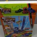 Flexible Race Track for Kids Starter Set - 20FT Flex Race Car Ramp Track with Strong Suction Cups, Rolls Up Portable DIY Racetrack Compatible with Hot Wheels & Diecast 1/64th Cars (Blue)