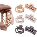 Mesovor 2 Styles Silicone Flexible Hair Claw Clips, 6 Pack Soft Bendable Hair Clips for Women | Rectangle Small Large Cozy Hairclips (Light Khaki, Dark Khaki, Coffee)