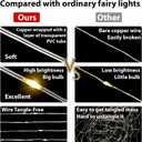 2 x HXWEIYE 300LED Fairy Curtain Lights, 9.8x9.8Ft USB Plug-in 8 Modes Christmas String Hanging Lights with Remote for Bedroom Backdrop Wedding Indoor Wall Decor, Purple, Tangle-Free 1 Pack