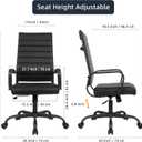 LANDSUN Home Office Chair High Back Executive Chair Ribbed Leather Computer Desk Chair with Armrests Soft Pad Adjustable Height Swivel Conference Black Frame, 29 inches x 29 inches x 43.5 inches