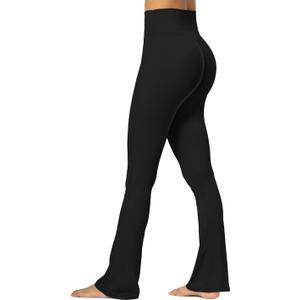 Sunzel Sunzfly No Front Seam Mini Flare Leggings for Women, Invisible Butt Scrunch Flared Yoga Pants with Tummy Control (Large, Black)