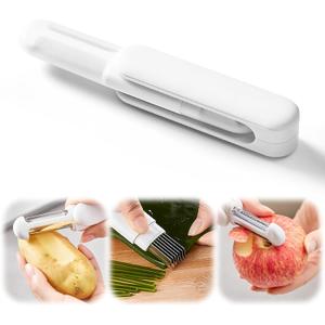 OneNine 3-in-1 Multifunctional Rotary Paring Knife, 360  Rotation Peeler, Stainless Steel Peeler Julienne Cutter Slicer, Household Kitchen Peeling Knife Suitable for Most Fruits and Vegetables.